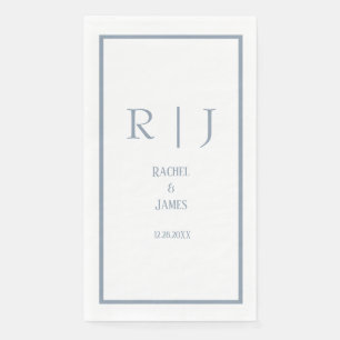 Dusty Blue Name Monogram Simple Elegant Wedding Paper Guest Towels