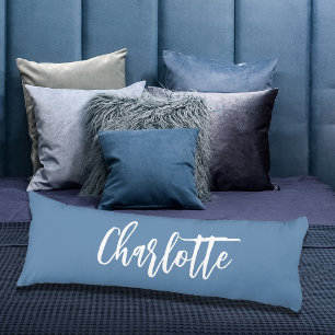 Dusty blue name script body pillow
