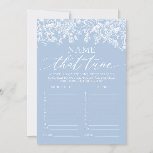 Dusty Blue Name That Tune Bridal Shower Game Invitation