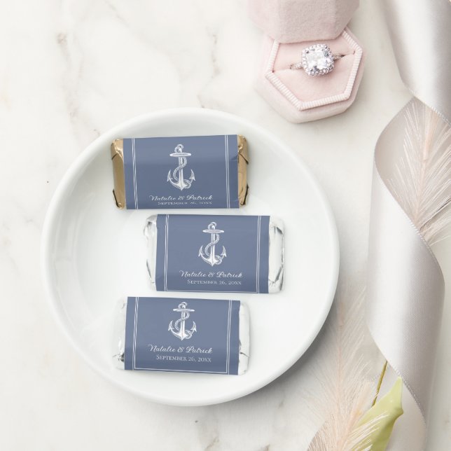 Dusty Blue Nautical Anchor Hershey's Miniatures (Wedding)