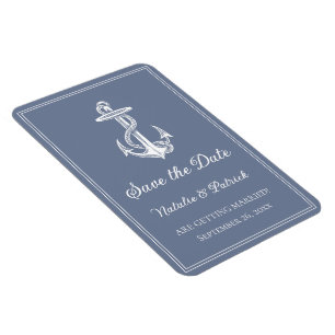 Dusty Blue Nautical Anchor Save the Date Magnet