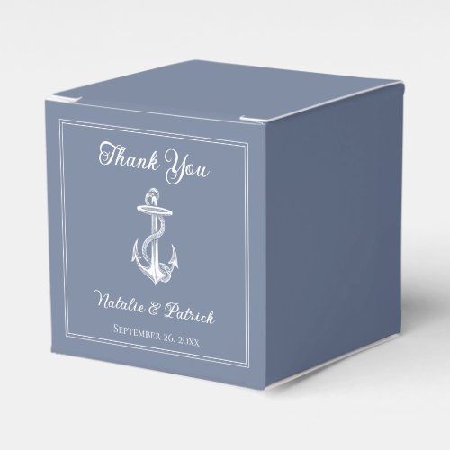 Dusty Blue Nautical Anchor Wedding Favor Boxes