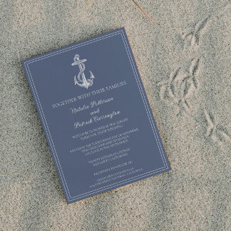 Dusty Blue Nautical Anchor Wedding Invitation