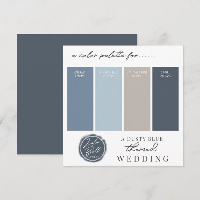 Dusty Blue Navy and Gray Color Palette Card (Front/Back)