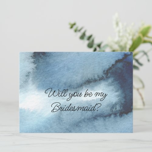 Dusty blue navy be my bridesmaid proposal  invitation