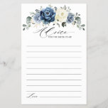Dusty Blue Navy Champagne Bridal Shower Advice<br><div class="desc">Dusty blue floral Bridal Shower Advice card featuring elegant bouquet of navy blue, royal blue , white , gold, champagne ivory, blush color rose , ranunculus flower buds and sage green eucalyptus leaves and elegant watercolor bouquet. Please contact me for any help in customization or if you need any other...</div>
