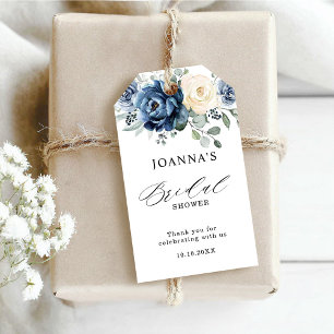 Dusty Blue Navy Champagne Bridal Shower Gift Tags