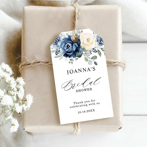 Dusty Blue Navy Champagne Bridal Shower Gift Tags