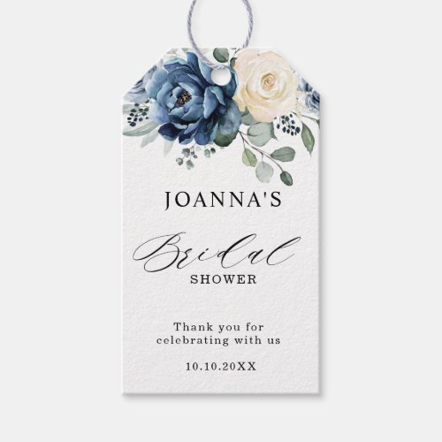 Dusty Blue Navy Champagne Bridal Shower Gift Tags