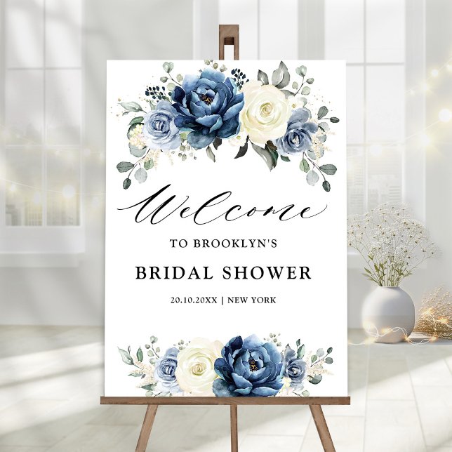 Dusty Blue Navy Champagne Bridal Shower Welcome Foam Board (Dusty Blue Navy Champagne Bridal Shower Welcome Foam Board)