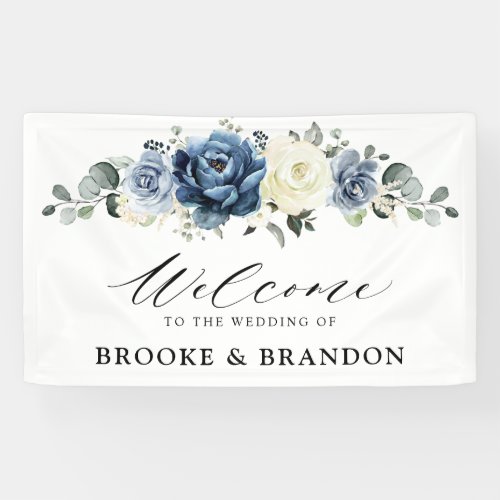 Dusty Blue Navy Champagne Ivory Bridal Shower  Banner