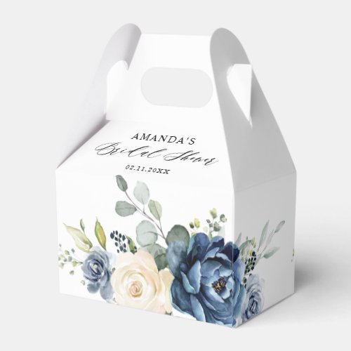 Dusty Blue Navy Champagne Ivory Bridal Shower Favor Boxes