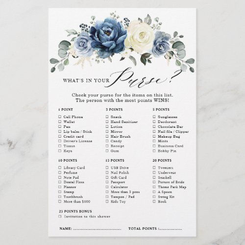 Dusty Blue Navy Champagne Ivory Bridal Shower Game