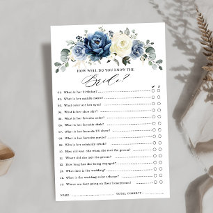 Dusty Blue Navy Champagne Ivory Bridal Shower Game