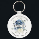 Dusty Blue Navy Champagne Ivory Bridal Shower Gift Keychain<br><div class="desc">Dusty blue floral wedding bridesmaid gift featuring elegant bouquet of navy blue, royal blue , white , gold, champagne ivory, blush color rose , ranunculus flower buds and sage green eucalyptus leaves and elegant watercolor bouquet. Please contact me for any help in customization or if you need any other product...</div>