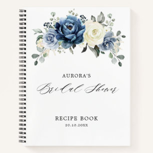 Dusty Blue Navy Champagne Ivory Bridal Shower Note Notebook
