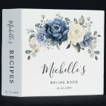 Dusty Blue Navy Champagne Ivory Floral Recipe 3 Ri 3 Ring Binder<br><div class="desc">Dusty blue floral bridal shower recipes binder featuring elegant bouquet of navy blue, royal blue , white , gold, champagne ivory, blush color rose , ranunculus flower buds and sage green eucalyptus leaves and elegant watercolor bouquet. Please contact me for any help in customization or if you need any other...</div>