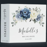 Dusty Blue Navy Champagne Ivory Floral Recipe 3 Ri 3 Ring Binder<br><div class="desc">Dusty blue floral bridal shower recipes binder featuring elegant bouquet of navy blue, royal blue , white , gold, champagne ivory, blush color rose , ranunculus flower buds and sage green eucalyptus leaves and elegant watercolor bouquet. Please contact me for any help in customization or if you need any other...</div>