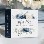 Dusty Blue Navy Champagne Ivory Floral Recipe 3 Ring Binder<br><div class="desc">Dusty blue floral bridal shower recipes binder featuring elegant bouquet of navy blue, royal blue , white , gold, champagne ivory, blush color rose , ranunculus flower buds and sage green eucalyptus leaves and elegant watercolor bouquet. Please contact me for any help in customization or if you need any other...</div>