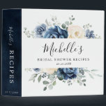 Dusty Blue Navy Champagne Ivory Floral Recipe 3 Ring Binder<br><div class="desc">Dusty blue floral bridal shower recipes binder featuring elegant bouquet of navy blue, royal blue , white , gold, champagne ivory, blush color rose , ranunculus flower buds and sage green eucalyptus leaves and elegant watercolor bouquet. Please contact me for any help in customization or if you need any other...</div>