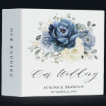 Dusty Blue Navy Champagne Ivory Floral Wedding 3 Ring Binder<br><div class="desc">Dusty blue floral wedding binder featuring elegant bouquet of navy blue, royal blue , white , gold, champagne ivory, blush color rose , ranunculus flower buds and sage green eucalyptus leaves and elegant watercolor bouquet. Please contact me for any help in customization or if you need any other product with...</div>