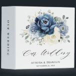 Dusty Blue Navy Champagne Ivory Floral Wedding 3 Ring Binder<br><div class="desc">Dusty blue floral wedding binder featuring elegant bouquet of navy blue, royal blue , white , gold, champagne ivory, blush color rose , ranunculus flower buds and sage green eucalyptus leaves and elegant watercolor bouquet. Please contact me for any help in customization or if you need any other product with...</div>