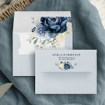 Dusty Blue Navy Champagne Ivory Floral Wedding Envelope<br><div class="desc">Dusty blue floral wedding return address envelope featuring elegant bouquet of navy blue, royal blue , white , gold, champagne ivory, blush color rose , ranunculus flower buds and sage green eucalyptus leaves and elegant watercolor bouquet. Please contact me for any help in customization or if you need any other...</div>