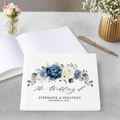 Dusty Blue Navy Champagne Ivory Floral Wedding