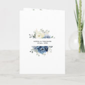 Dusty Blue Navy Champagne Ivory Floral Wedding Invitation (Back)