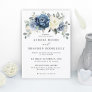 Dusty Blue Navy Champagne Ivory Floral Wedding Invitation