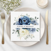 Dusty Blue Navy Champagne Ivory Floral Wedding