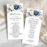 Dusty Blue Navy Champagne Ivory Floral Wedding Program<br><div class="desc">Dusty blue floral wedding program featuring elegant bouquet of navy blue, royal blue , white , gold, champagne ivory, blush color rose , ranunculus flower buds and sage green eucalyptus leaves and elegant watercolor bouquet. Please contact me for any help in customization or if you need any other product with...</div>