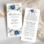 Dusty Blue Navy Champagne Ivory Floral Wedding Program<br><div class="desc">Dusty blue floral wedding program card featuring elegant bouquet of navy blue, royal blue , white , gold, champagne ivory, blush color rose , ranunculus flower buds and sage green eucalyptus leaves and elegant watercolor bouquet. Please contact me for any help in customization or if you need any other product...</div>