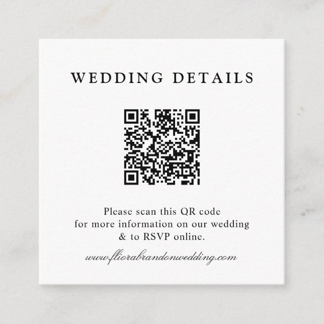 Dusty Blue Navy Champagne Ivory Floral Wedding  QR Enclosure Card (Front)