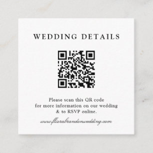 Dusty Blue Navy Champagne Ivory Floral Wedding  QR Enclosure Card