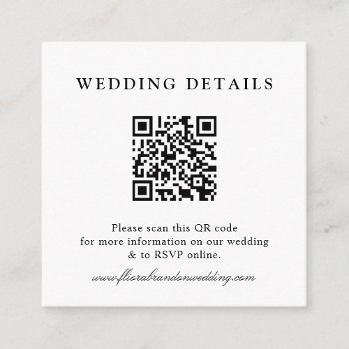 Dusty Blue Navy Champagne Ivory Floral Wedding  QR Enclosure Card