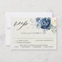 Dusty Blue Navy Champagne Ivory Floral Wedding RSV