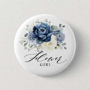Dusty Blue Navy Champagne Ivory Flower girl Button