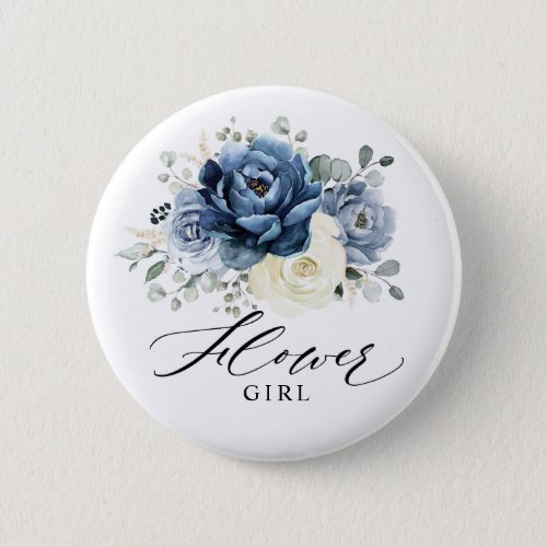 Dusty Blue Navy Champagne Ivory Flower girl Button