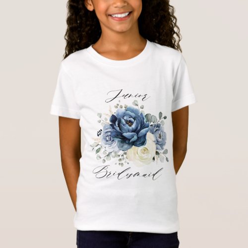 Dusty Blue Navy Champagne Ivory Junior Bridesmaid T_Shirt