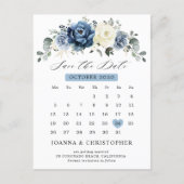 Dusty Blue Navy Champagne Ivory Save the Date Postcard (Front)
