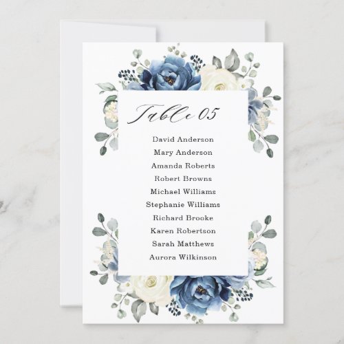 Dusty Blue Navy Champagne Ivory Seating Chart card