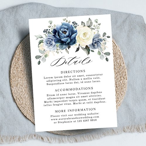 Dusty Blue Navy Champagne Ivory Wedding Details