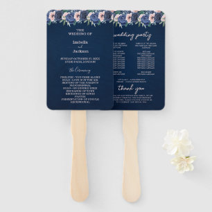Dusty Blue Navy Champagne Ivory Wedding Hand Fan