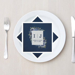 Dusty Blue Navy Champagne Ivory Wedding Napkins