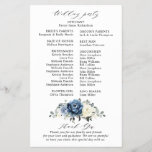 Dusty Blue Navy Champagne Ivory Wedding Program<br><div class="desc">Dusty blue floral wedding program card featuring elegant bouquet of navy blue, royal blue , white , gold, champagne ivory, blush color rose , ranunculus flower buds and sage green eucalyptus leaves and elegant watercolor bouquet. Please contact me for any help in customization or if you need any other product...</div>