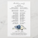 Dusty Blue Navy Champagne Ivory Wedding Program<br><div class="desc">Dusty blue floral wedding program card featuring elegant bouquet of navy blue, royal blue , white , gold, champagne ivory, blush color rose , ranunculus flower buds and sage green eucalyptus leaves and elegant watercolor bouquet. Please contact me for any help in customization or if you need any other product...</div>