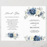 Dusty Blue Navy Champagne Ivory Wedding Program<br><div class="desc">Dusty blue floral wedding program featuring elegant bouquet of navy blue, royal blue , white , gold, champagne ivory, blush color rose , ranunculus flower buds and sage green eucalyptus leaves and elegant watercolor bouquet. Please contact me for any help in customization or if you need any other product with...</div>