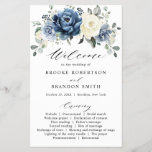 Dusty Blue Navy Champagne Ivory Wedding Program<br><div class="desc">Dusty blue floral wedding program card featuring elegant bouquet of navy blue, royal blue , white , gold, champagne ivory, blush color rose , ranunculus flower buds and sage green eucalyptus leaves and elegant watercolor bouquet. Please contact me for any help in customization or if you need any other product...</div>