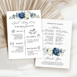 Dusty Blue Navy Champagne Ivory Wedding Program<br><div class="desc">Dusty blue floral wedding program featuring elegant bouquet of navy blue, royal blue , white , gold, champagne ivory, blush color rose , ranunculus flower buds and sage green eucalyptus leaves and elegant watercolor bouquet. Please contact me for any help in customization or if you need any other product with...</div>